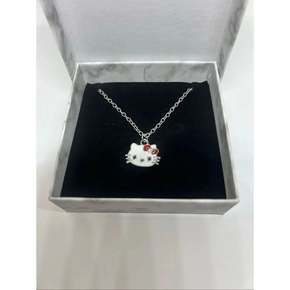 🎀 Hello Kitty Necklace | BRAND NEW | Silver-Tone Chain | Red Bow Charm 🎀